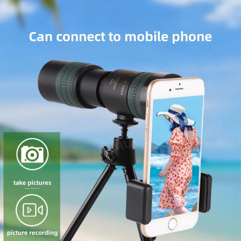 Portable Strong Light Monocular Telescope 10-300x40 Zoom Telescope High-definition Remote Professional Prism Hunting Camping