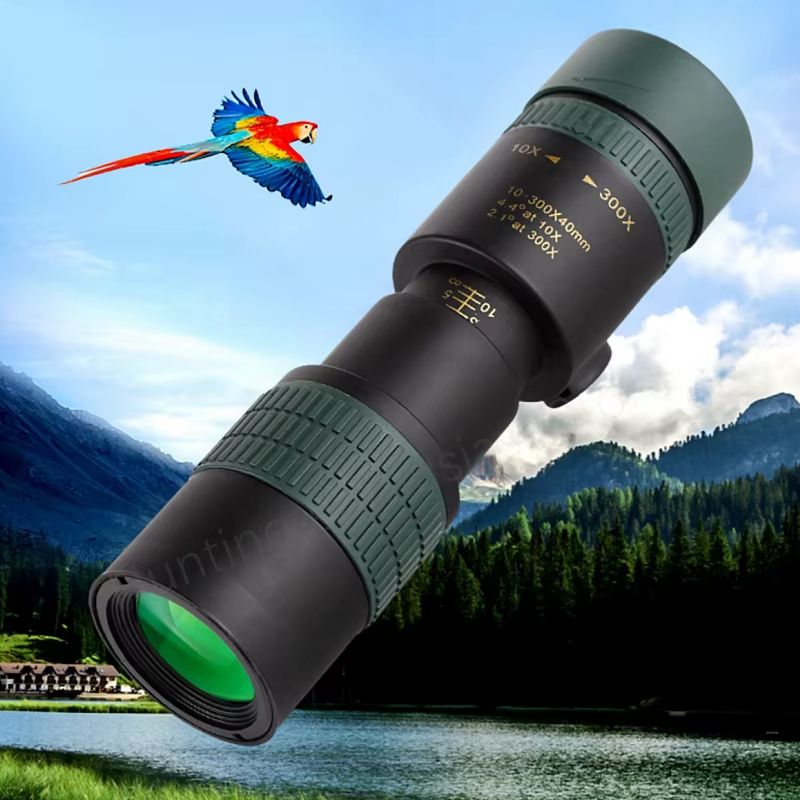 Portable Strong Light Monocular Telescope 10-300x40 Zoom Telescope High-definition Remote Professional Prism Hunting Camping