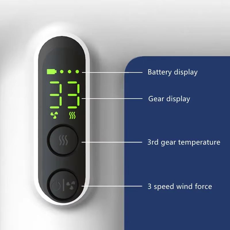 Portable Wireless Hair Dryer USB Charging Display Screen Hair Dryers for Dormitory/Travel Strong Wind Low Noise 3 Gears
