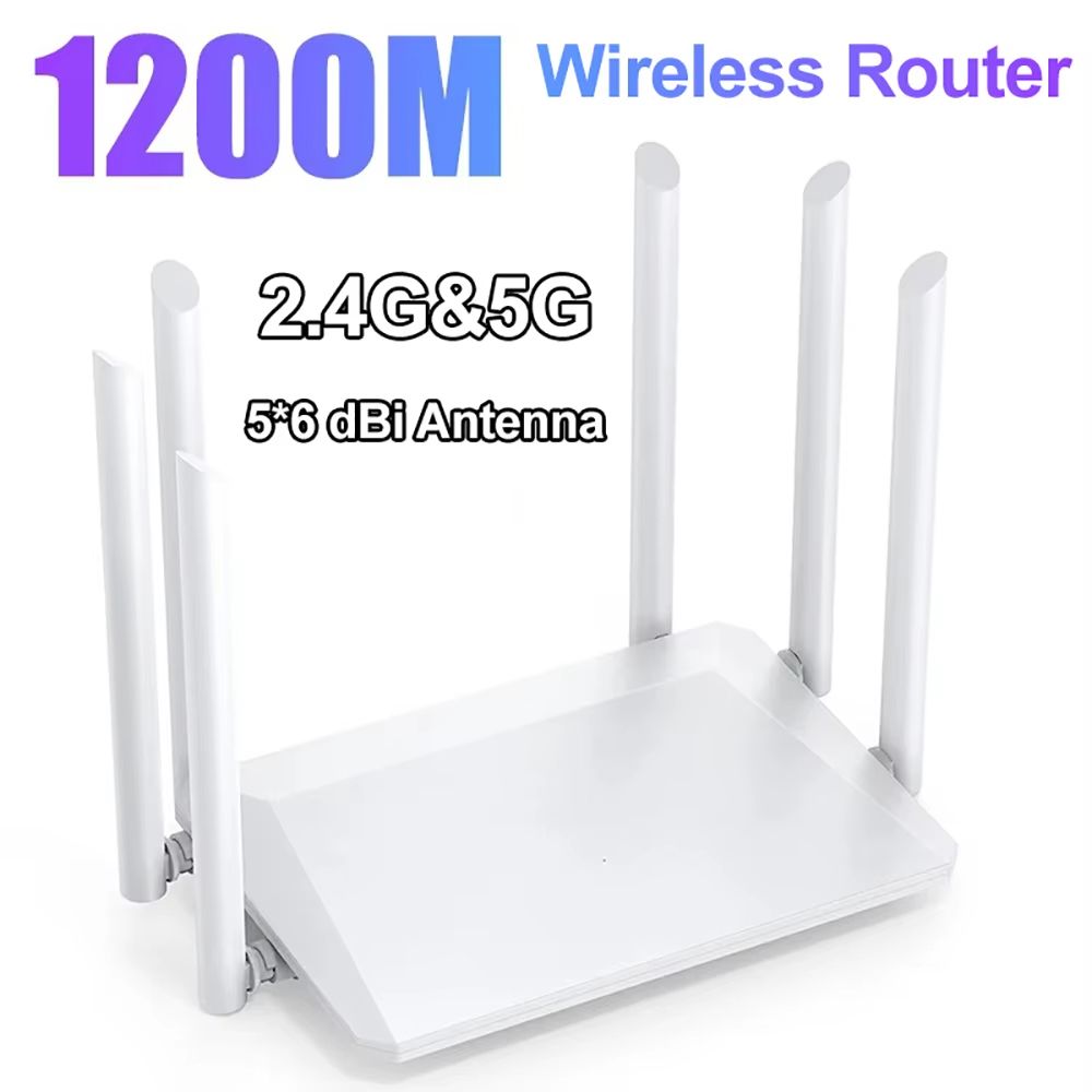 2.4G 5G Dual Band Wireless 1200Mbps Router Wifi Range Repeater with 5*6dBi High Gain Antennas Wider Coverage Wi-Fi Extender