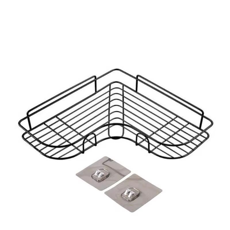 Bathroom Corner Triangle Shelf Wall Mounted Storage Shelves Shampoo Holder Cosmetic Rack Iron Shower Drain Basket Organizer