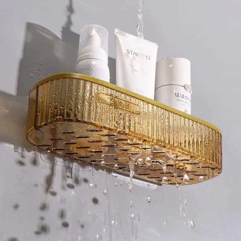 Bathroom Rack Shelf Wall-Mounted Strong Acrylic Toilet Adhesive Washroom Non-Perforated Cosmetic Table Transparent Storage