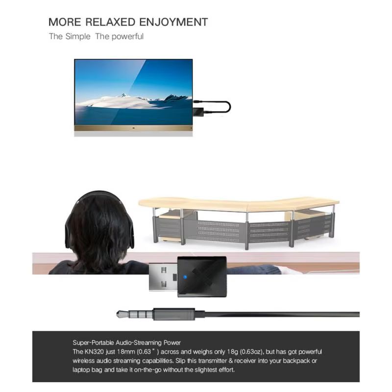 5.0 Bluetooth Audio Receiver Transmitter Mini 3.5mm AUX Jack Stereo Bluetooth Transmitter For TV PC Car USB Wireless Adapter