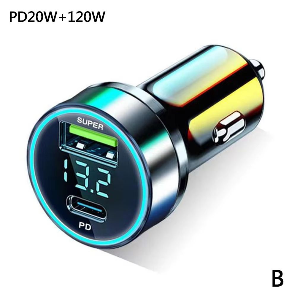 PD 20W Car Charger Type C USB Portable 120W Super Fast Charge Adapter For IPhone 14 Pro Max For Huawei Car Lighter Splitter