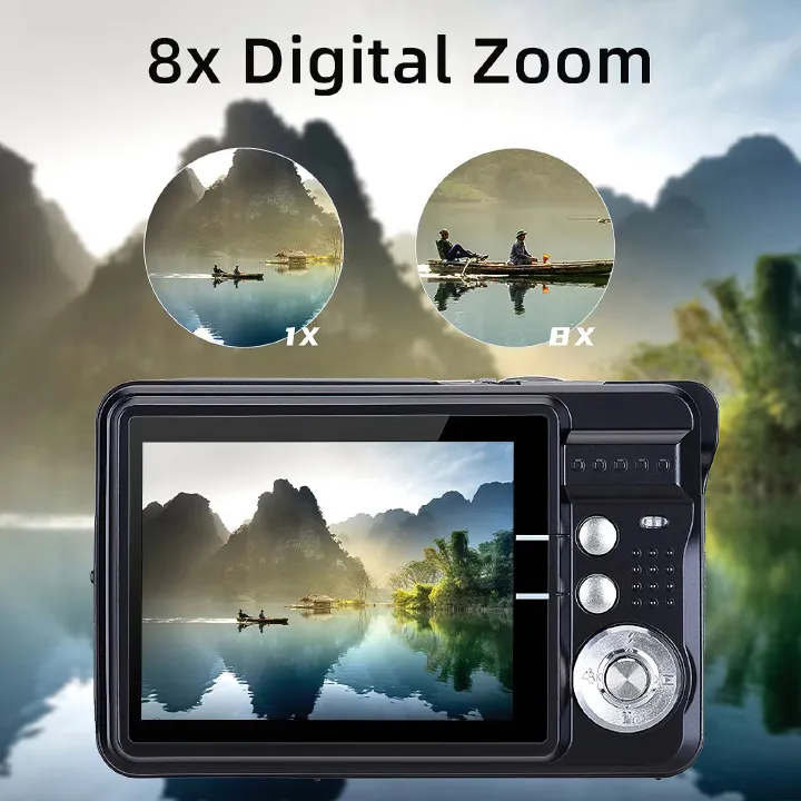 Portable 720P Digital Camera Video Camcorder 18MP Photo 8X Zoom Anti-shake 2.7 Inch Large TFT Screen Built-in Lithium Battery wi