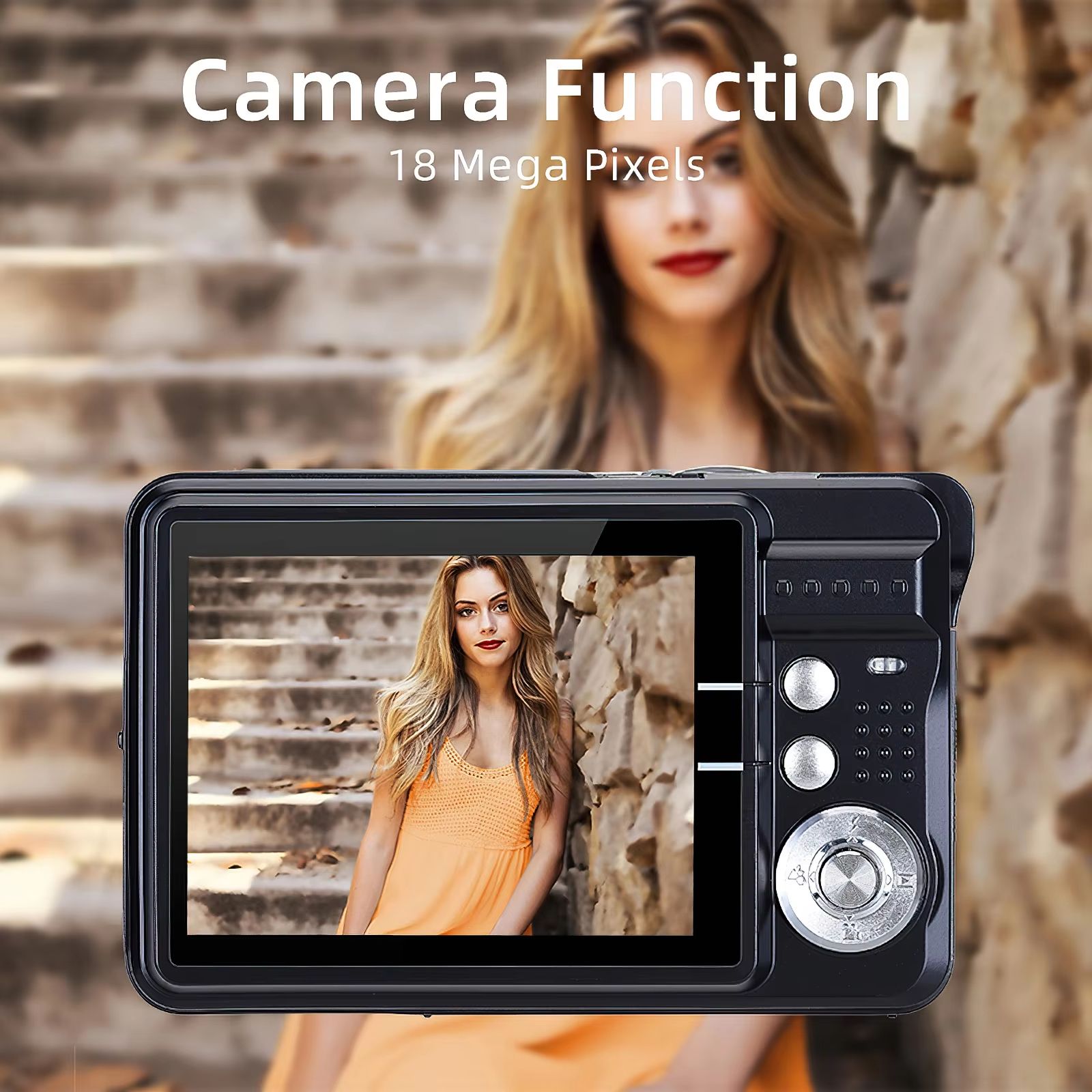 Portable 720P Digital Camera Video Camcorder 18MP Photo 8X Zoom Anti-shake 2.7 Inch Large TFT Screen Built-in Lithium Battery wi