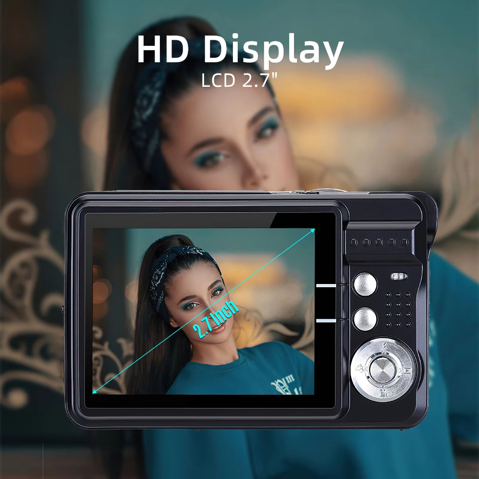 Portable 720P Digital Camera Video Camcorder 18MP Photo 8X Zoom Anti-shake 2.7 Inch Large TFT Screen Built-in Lithium Battery wi