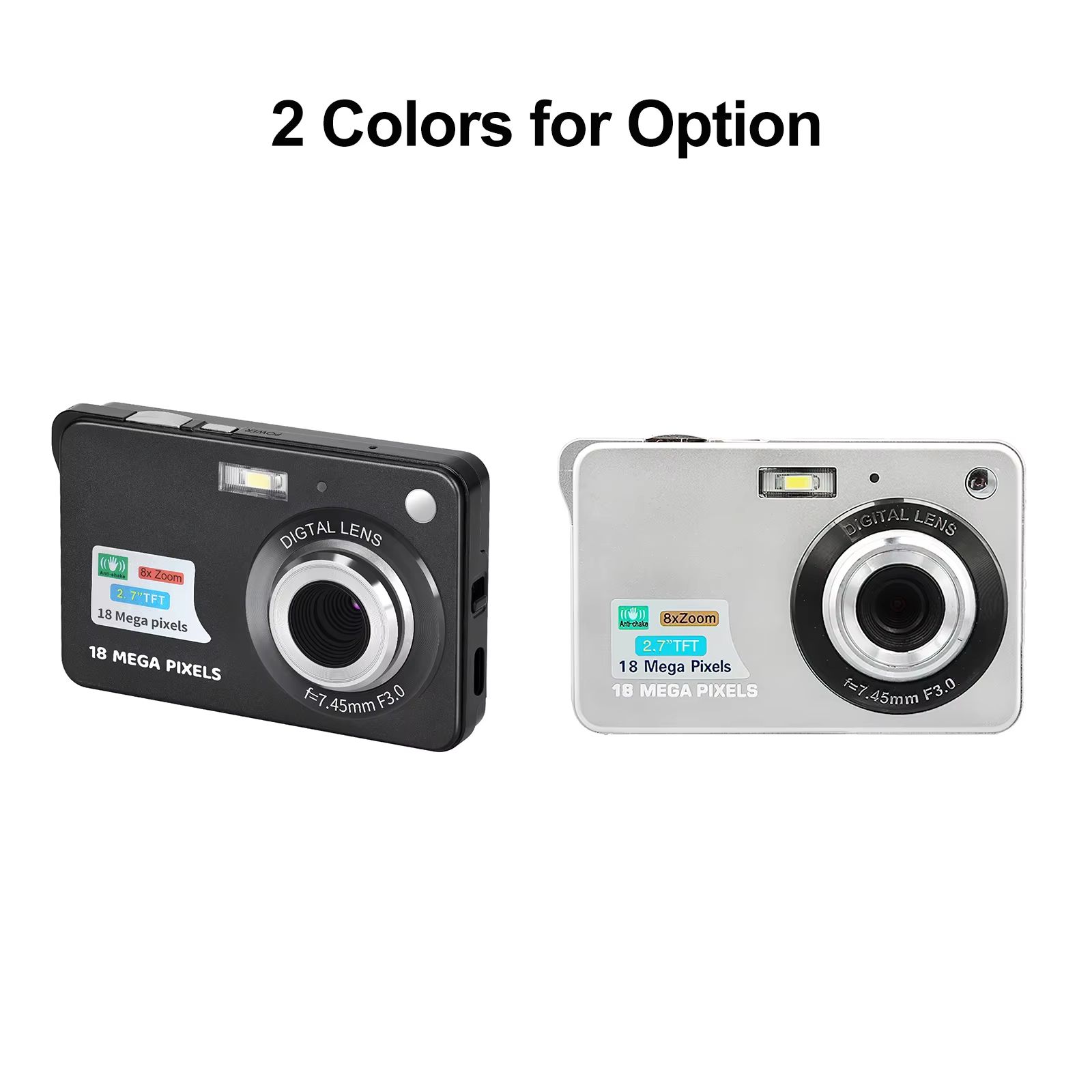 Portable 720P Digital Camera Video Camcorder 18MP Photo 8X Zoom Anti-shake 2.7 Inch Large TFT Screen Built-in Lithium Battery wi