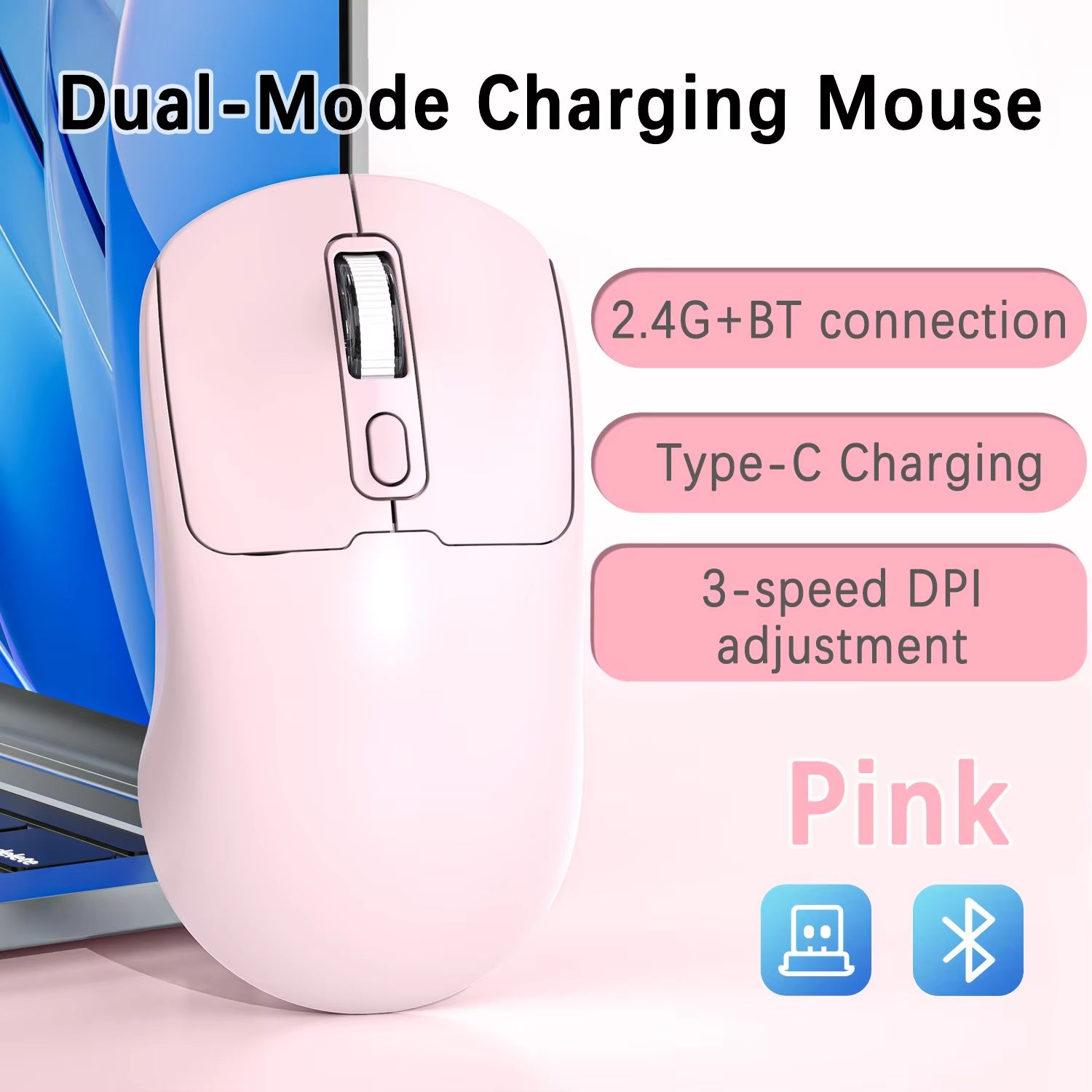 Wireless Mouse Blueteeth 2.4G Portable Silent Ergonomic Mice For Laptop iPad Tablet Notebook Mobile Phone Office Gaming Mouse