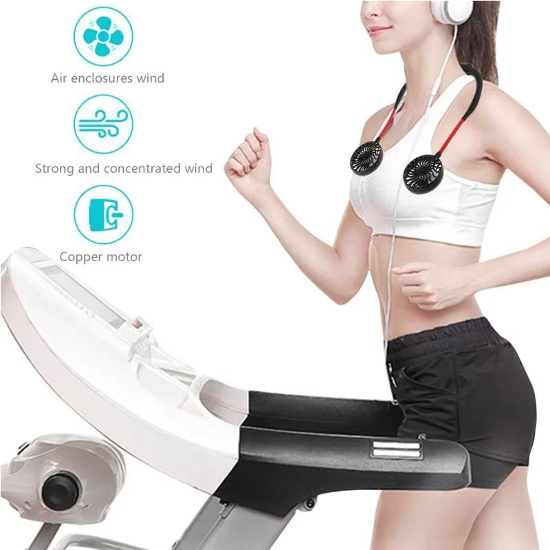 Hot sale Summer Cooling Fan Mini Neck Hanging Fan Hands Free Mini USB Neckband Fan for Sports Home Office Travel