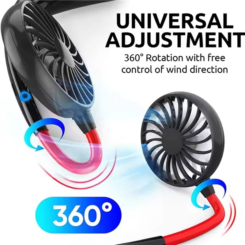 Hot sale Summer Cooling Fan Mini Neck Hanging Fan Hands Free Mini USB Neckband Fan for Sports Home Office Travel