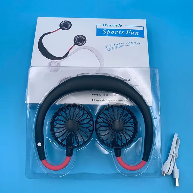 Hot sale Summer Cooling Fan Mini Neck Hanging Fan Hands Free Mini USB Neckband Fan for Sports Home Office Travel