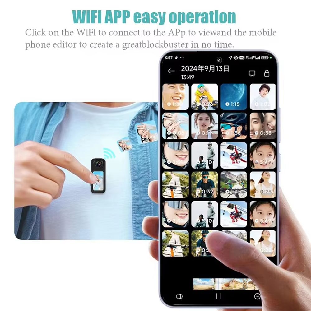 2.7K HD Thumb Camera 180° Rotate WiFi Sports DV Video Recorder Outdoor Magnetic Action Camera Riding Running Digital Camera