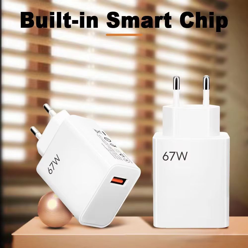 EU 67W USB Super Fast Charging Quick Charger with Type Cable Mobile Phone Charger Adapter For iPhone 15 Xiaomi Samsung Huawei