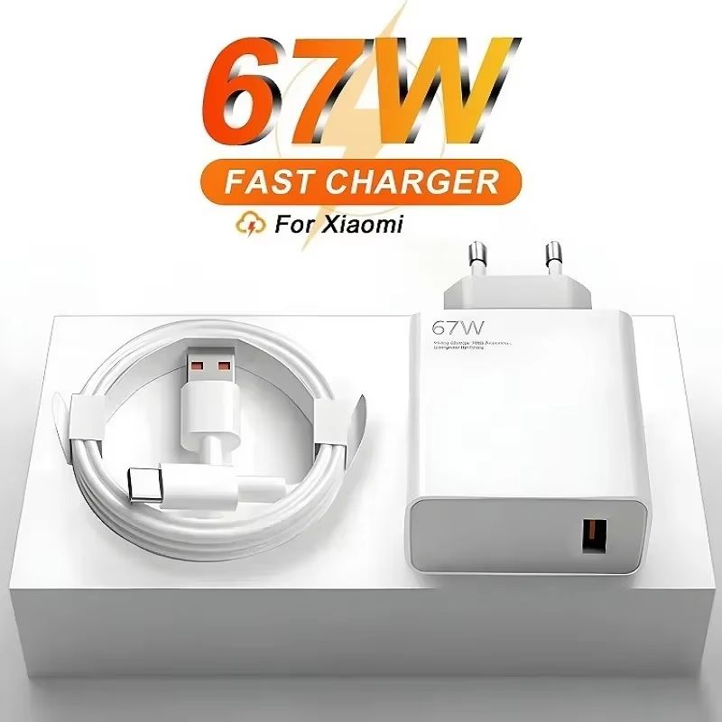 EU 67W USB Super Fast Charging Quick Charger with Type Cable Mobile Phone Charger Adapter For iPhone 15 Xiaomi Samsung Huawei