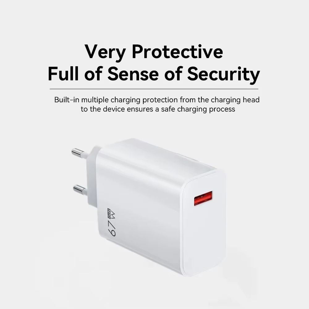EU 67W USB Super Fast Charging Quick Charger with Type Cable Mobile Phone Charger Adapter For iPhone 15 Xiaomi Samsung Huawei