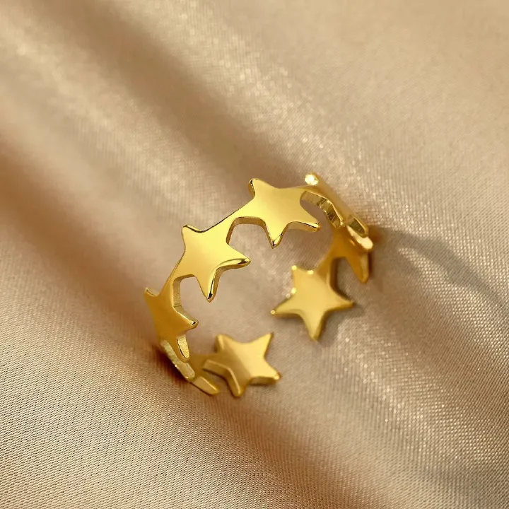 Vintage Star Link Rings Adjustable Stainless Steel Rings for Women Trendy Unisex Female Aesthetic Ring Party Jewelry Gifts