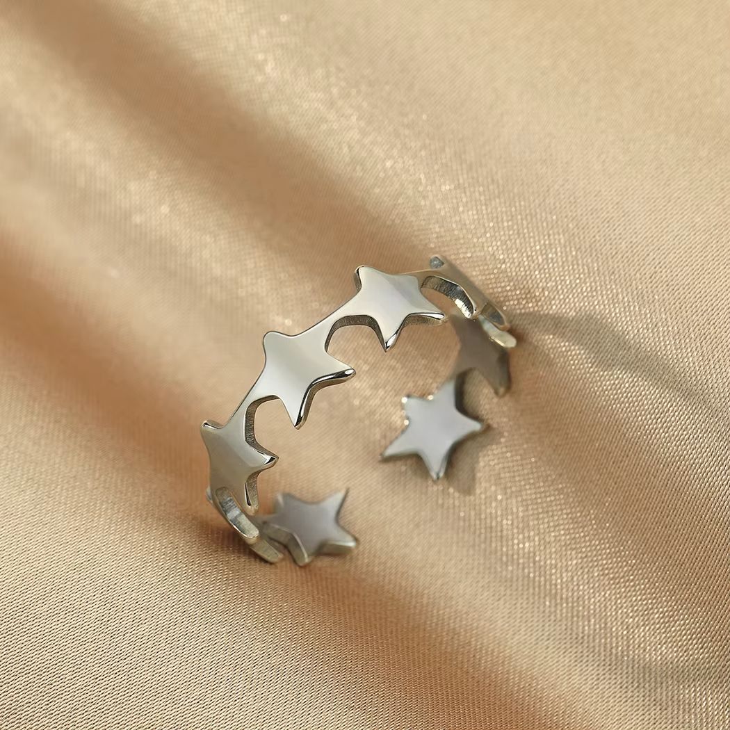 Vintage Star Link Rings Adjustable Stainless Steel Rings for Women Trendy Unisex Female Aesthetic Ring Party Jewelry Gifts