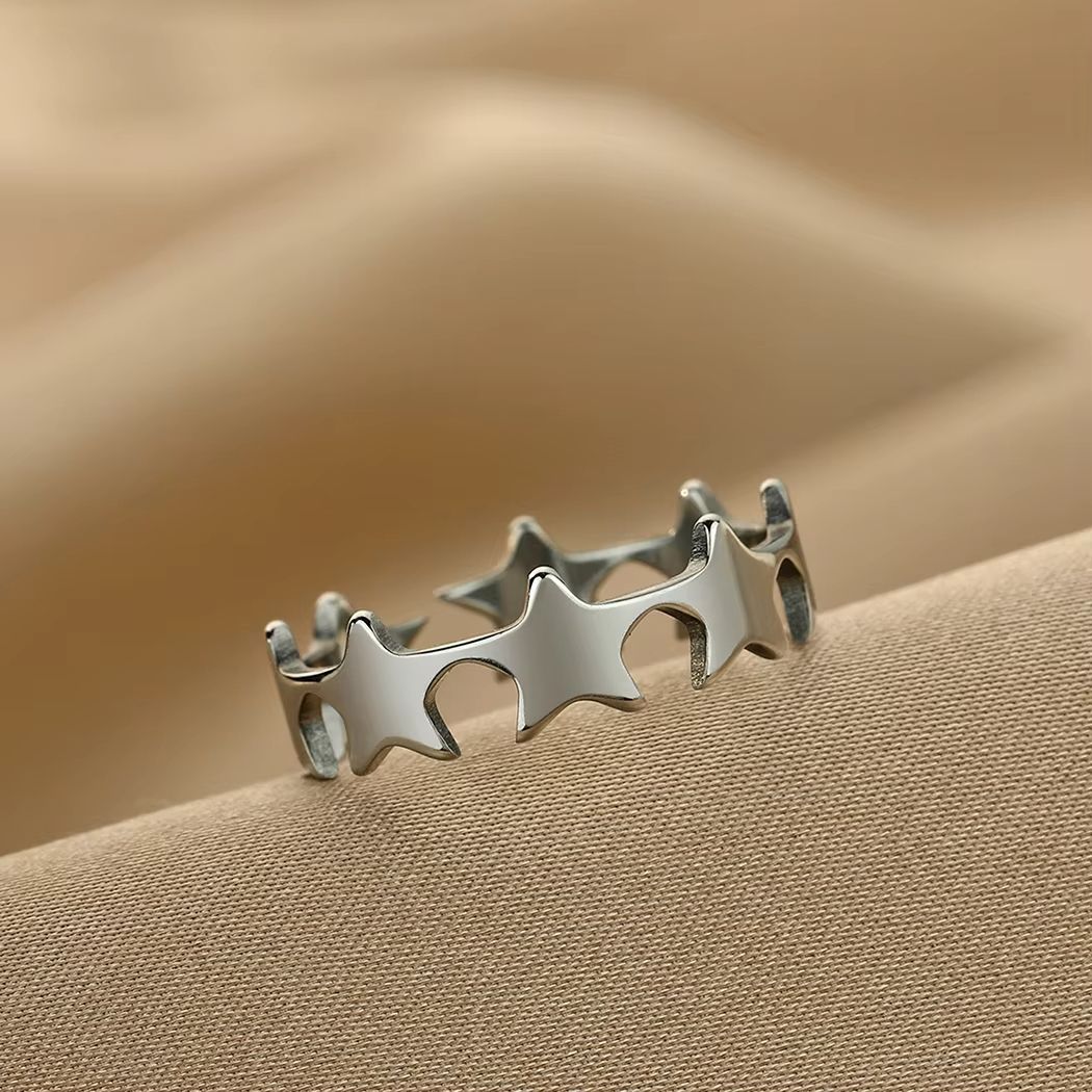 Vintage Star Link Rings Adjustable Stainless Steel Rings for Women Trendy Unisex Female Aesthetic Ring Party Jewelry Gifts
