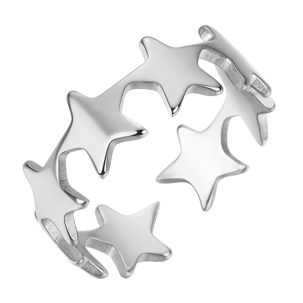 Vintage Star Link Rings Adjustable Stainless Steel Rings for Women Trendy Unisex Female Aesthetic Ring Party Jewelry Gifts