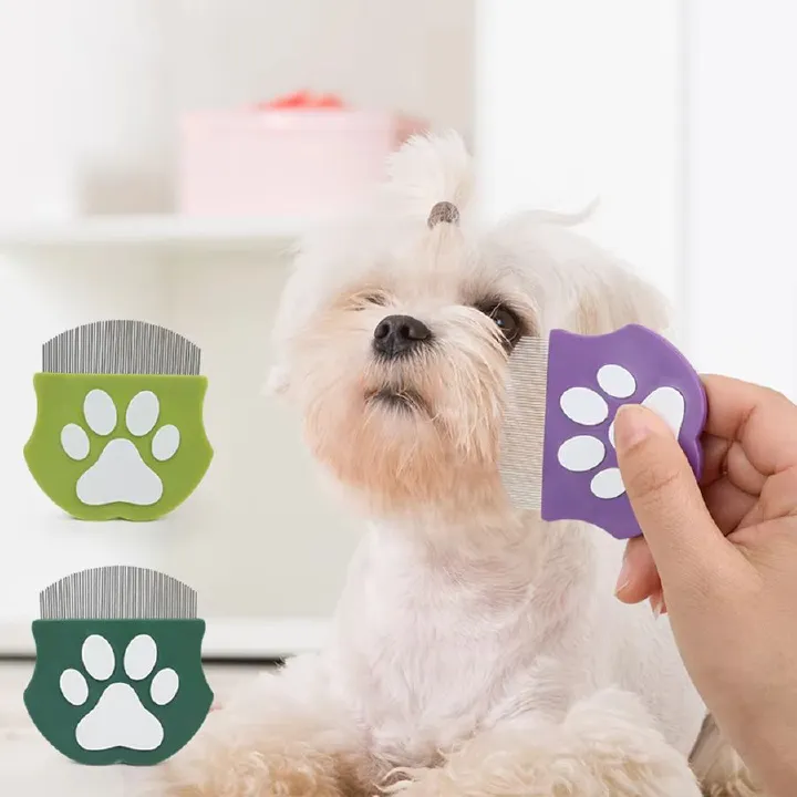 Pet Grooming Comb - Flea Comb for Cats & Dogs, Curved Design for Face & Body, Mini Detangling Brush for Pets