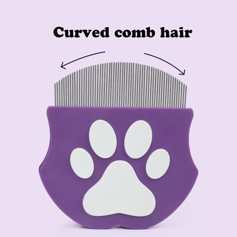 Pet Grooming Comb - Flea Comb for Cats & Dogs, Curved Design for Face & Body, Mini Detangling Brush for Pets