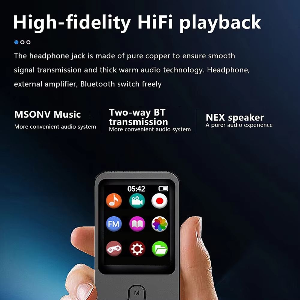 Mini MP3 Player Bluetooth-compatible Speaker 8/16/32/64/128GB HiFi Music Speaker Portable Walkman with radio FM recording E-book