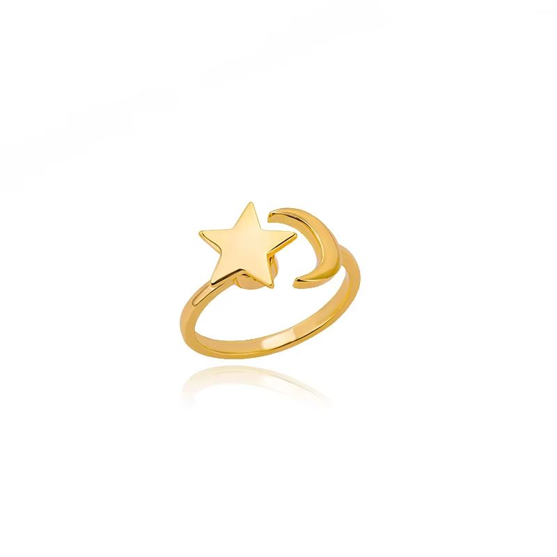 Simple Star Moon Rings For Women Open Adjustable Fidget Rings Spinner Star Anxiety Ring Minimalist Jewelry Gift Anillos Mujer