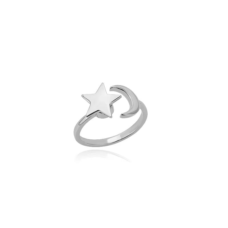 Simple Star Moon Rings For Women Open Adjustable Fidget Rings Spinner Star Anxiety Ring Minimalist Jewelry Gift Anillos Mujer