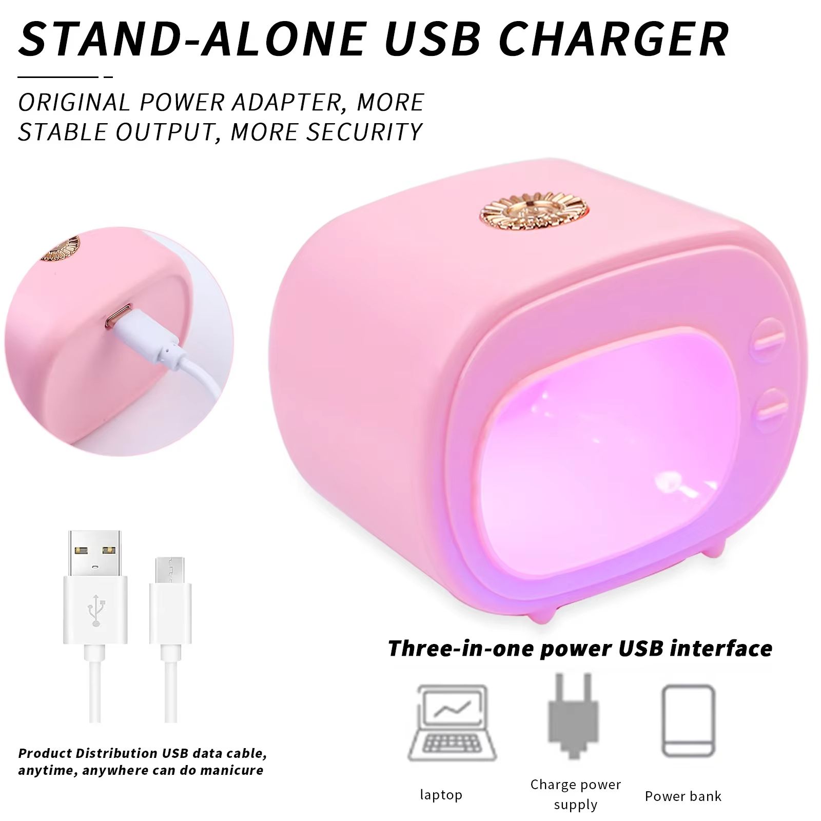 16W USB Mini Tv Nail Lamp UV Led Lamp for Nails Accessories And Tools Pink Nail Polish Dryer Portable Manicure Products