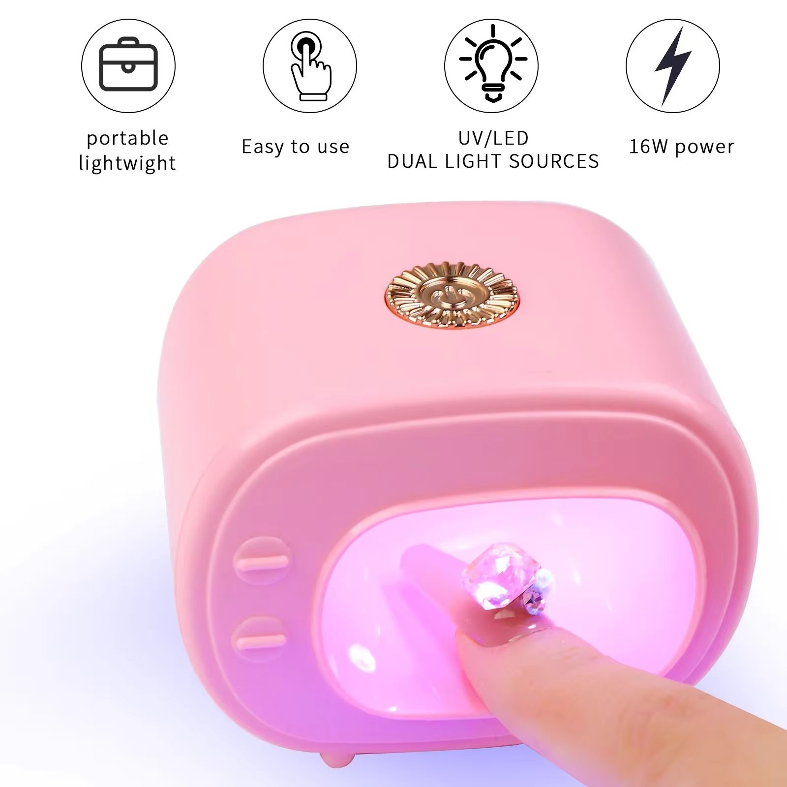 16W USB Mini Tv Nail Lamp UV Led Lamp for Nails Accessories And Tools Pink Nail Polish Dryer Portable Manicure Products