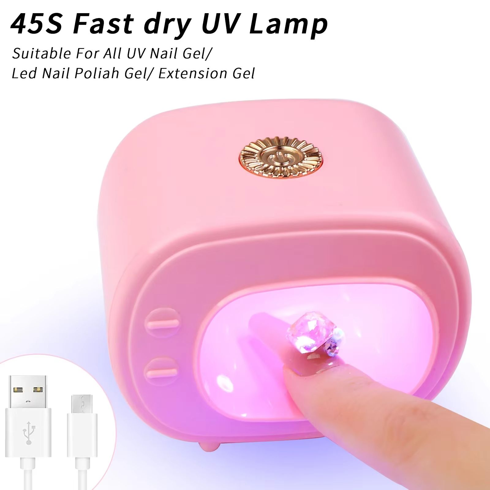 16W USB Mini Tv Nail Lamp UV Led Lamp for Nails Accessories And Tools Pink Nail Polish Dryer Portable Manicure Products