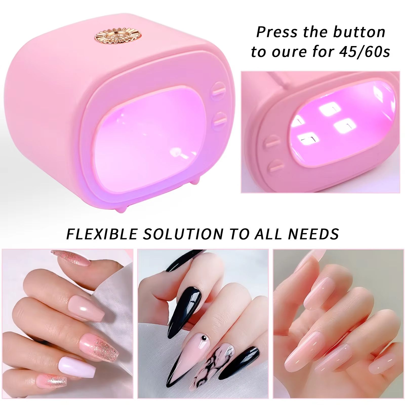 16W USB Mini Tv Nail Lamp UV Led Lamp for Nails Accessories And Tools Pink Nail Polish Dryer Portable Manicure Products