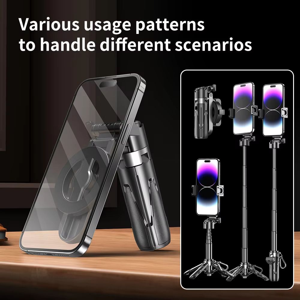 Magnetic Selfie Sticks for Smart Phone Mini Telescopic Tripod 3 in 1 Phone Stand for Vlog Live Broadcast Self-timer Stick