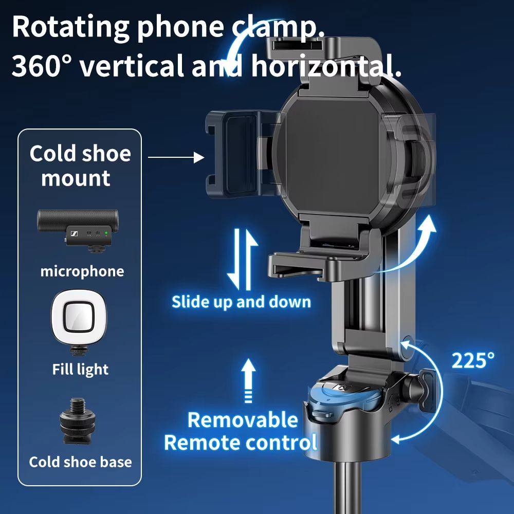 Magnetic Selfie Sticks for Smart Phone Mini Telescopic Tripod 3 in 1 Phone Stand for Vlog Live Broadcast Self-timer Stick