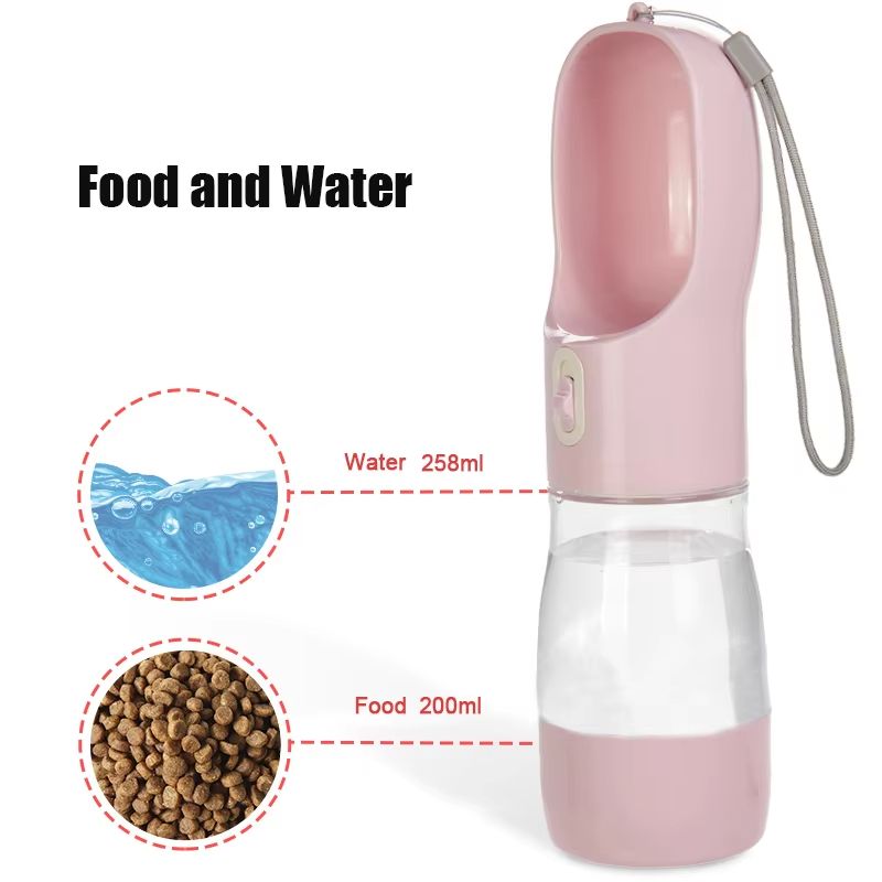 2 In 1 Pet Dog Water Bottle Cat Food Dispenser Portable Multifunctional Drinking Bowl For Small Large Dogs Travel Puppy Supplies