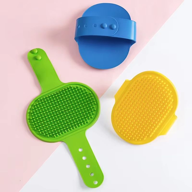 Pet Grooming Glove Brush Adjustable Silicone Massage Comb for Bathing Shedding Control Dog Cat Cleaning Tool with Ergonomic Grip
