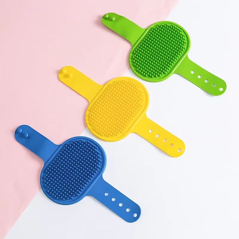 Pet Grooming Glove Brush Adjustable Silicone Massage Comb for Bathing Shedding Control Dog Cat Cleaning Tool with Ergonomic Grip