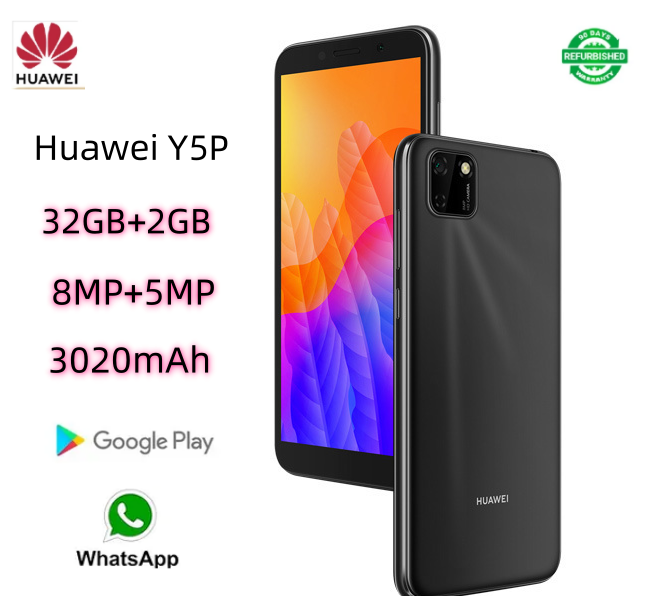 Refurbished  Huawei Y5P 32GB+2GB Smart Phone Unlock 5.45inch 2G/3G/4G LTE 8MP+5MP Dual SIM 4G 3020mAh Phones