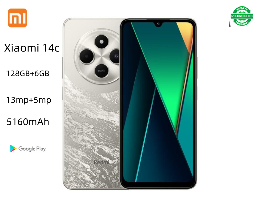 Xiaomi Redmi 14C Smart Phone 128GB + 6GB 6.88 Inch 13mp+5mp  120Hz HD+ IPS display 4G Dual Sim 5160mAh Redmi Phone