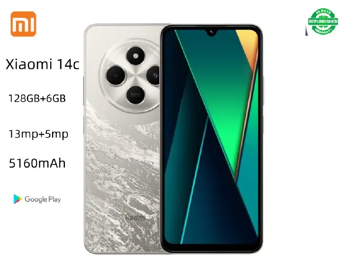 Xiaomi Redmi 14C Smart Phone 128GB + 6GB 6.88 Inch 13mp+5mp  120Hz HD+ IPS display 4G Dual Sim 5160mAh Redmi Phone