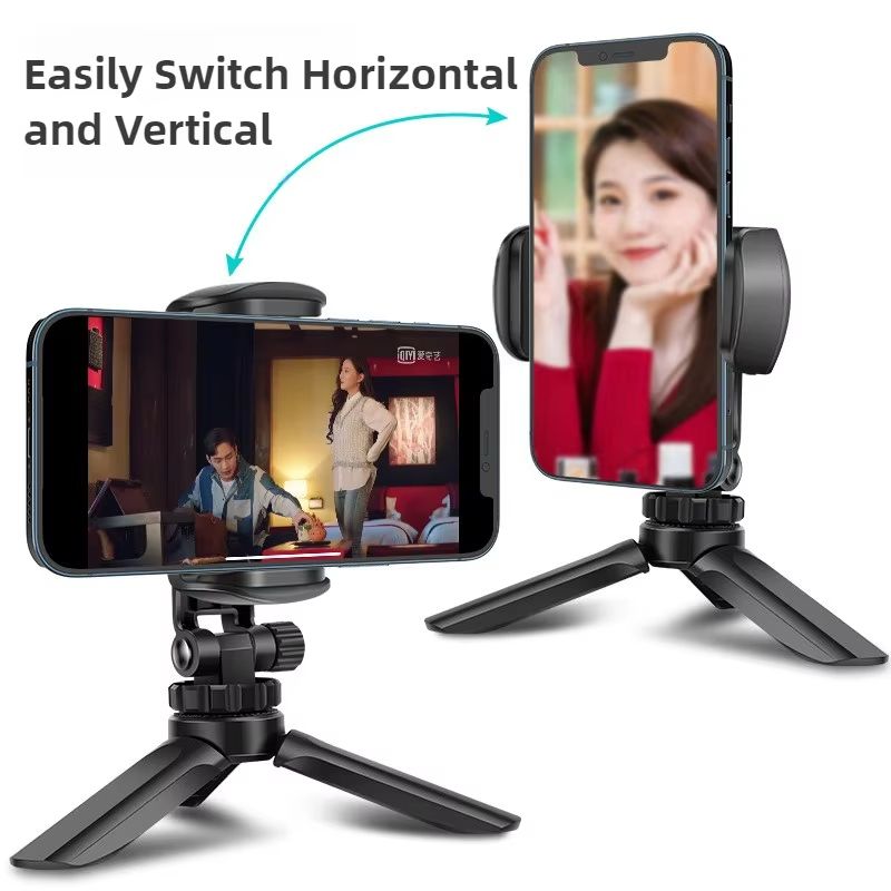 Adjustable Phone Tripod Stand Portable Foldable Desktop Holder 360 Rotatable Selfie Stick Live Streaming Stabilizer Compact