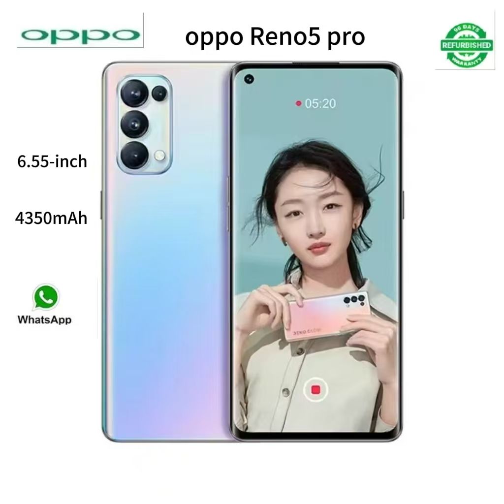 Refurbished OPPO Reno5pro 128GB+8GB/256GB +12GB Smart Phone Unlock 6.55-inch 5G curved screen 4350mAh Dual Nano-SIM Phones