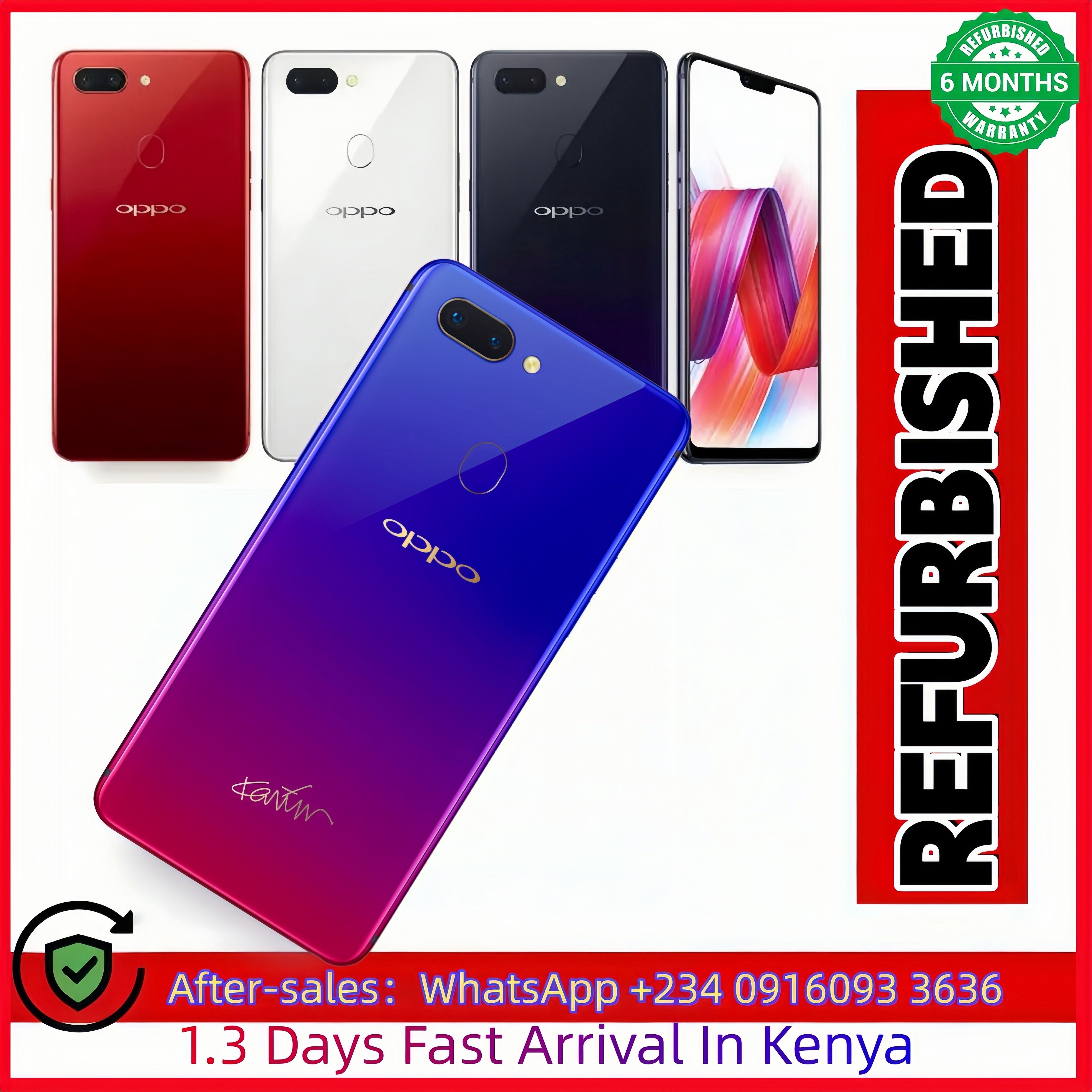 Top sale Refurbished OPPO R15 128B+6GB 6.28" 20MP+16MP 2G/3G/4G LTE Dual SIM Android 8.1 3450mAh Face  ID Fingerprint Unlock Smartphones Big Phones