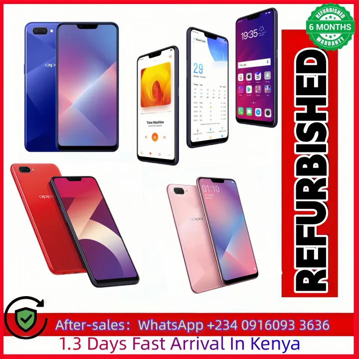 Refurbished phones oppoA5 A3s 4GB+64GB 6.2-inch 16MP+8MP Dual SIM smartphone， Facial unlocking Google support 64GB+4GB