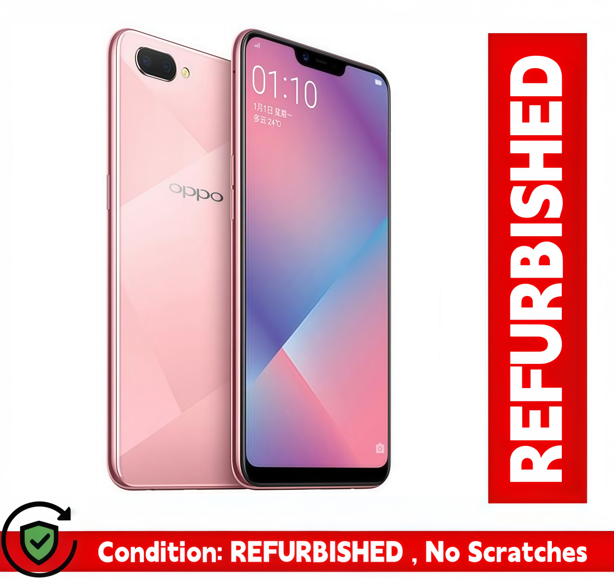 Refurbished phones oppoA5 A3s 4GB+64GB 6.2-inch 16MP+8MP Dual SIM smartphone， Facial unlocking Google support 64GB+4GB