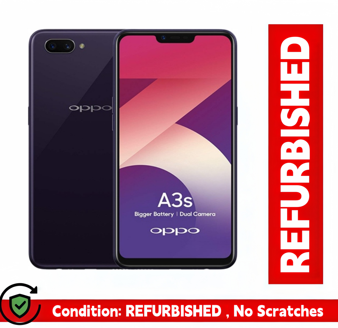 Refurbished phones oppoA5 A3s 4GB+64GB 6.2-inch 16MP+8MP Dual SIM smartphone， Facial unlocking Google support 64GB+4GB