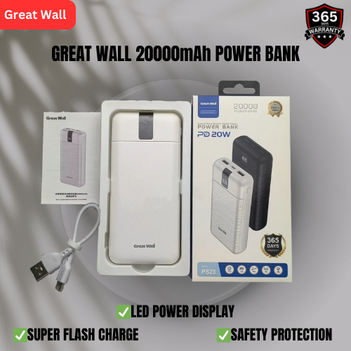 [LIMITED OFFER] Great Wall 22.5W + PD Super Fast Quick charging Great wall Power bank 20000mAh/74Wh PS23 MODEL
