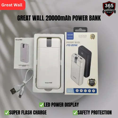 [LIMITED OFFER] Great Wall 22.5W + PD Super Fast Quick charging Great wall Power bank 20000mAh/74Wh PS23 MODEL
