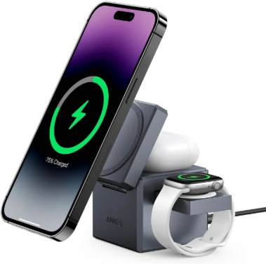 【Anker Official】 Anker 3-in-1 Cube with MagSafe -  Foldable Wireless Charger for iPhone, Apple Watch & AirPods (30W USB-C Included)